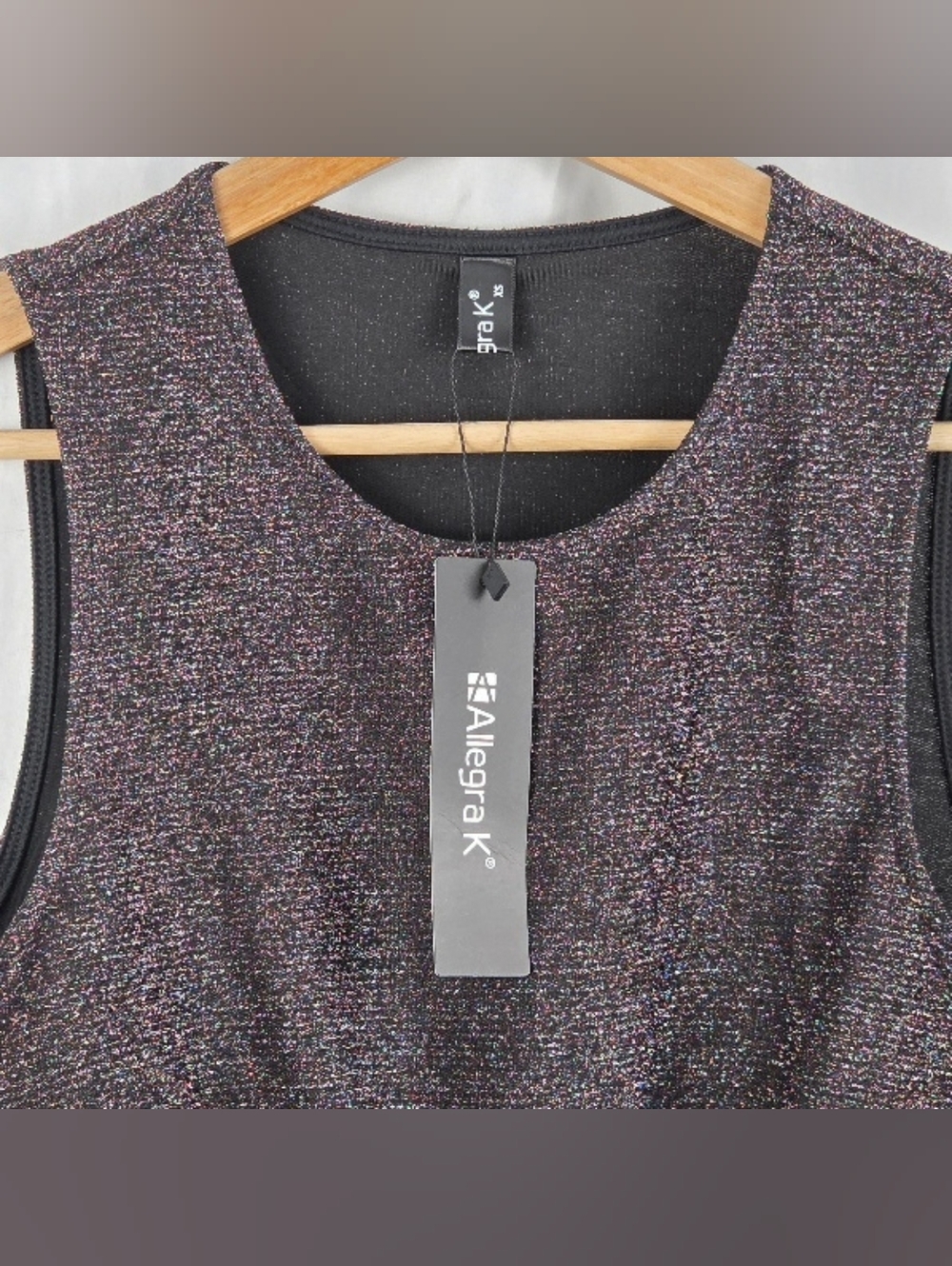 Allegra K Multicolor Metallic Sparkle Sleeveless Crop Top Black Lining Size XS - Picture 6 of 16